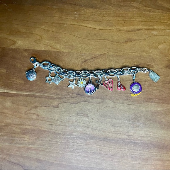 Eclectic, Y2K, Silver-Toned Curves Fitness Charm Bracelet. - Picture 2 of 6